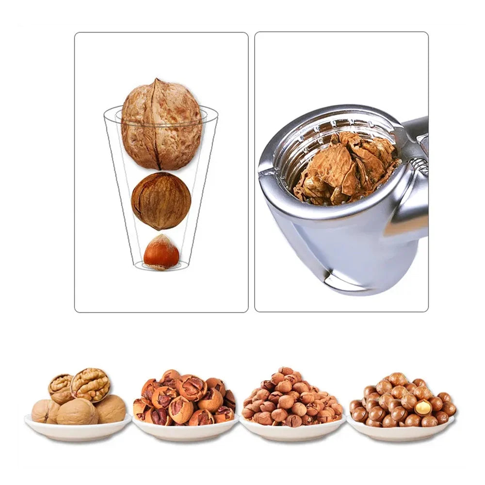 Walnut Cracker, Luxury Die-Cast Alloy Walnut Cracker &amp; Bottle Opener – Portable Nut Cutter Clamp