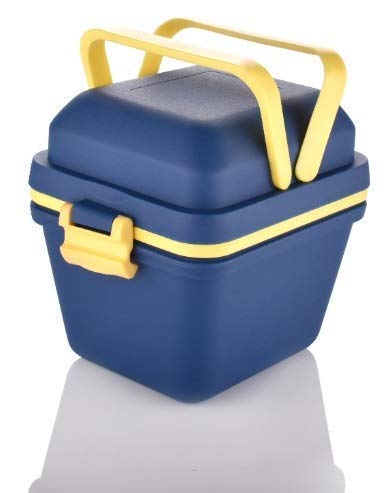 Airtight Lunch Box Set – 3 Compartment Insulated Tiffin with Handle &amp; Push Lock, Leak-Proof Plastic Bento Box for Kids &amp; Office (Blue)