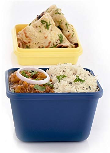 Airtight Lunch Box Set – 3 Compartment Insulated Tiffin with Handle &amp; Push Lock, Leak-Proof Plastic Bento Box for Kids &amp; Office (Blue)
