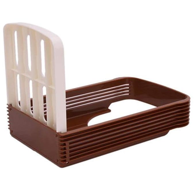 Plastic Foldable And Adjustable Bread Toast Slicer 4 Slice Thickness Bread Slicer Bread Slicer For Kitchen, Brown