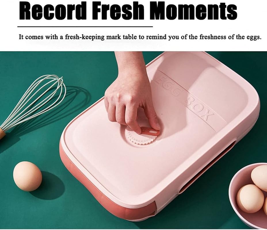 Stackable Egg Storage Box with Lid – Refrigerator Egg Holder Tray, Drawer Design Kitchen Organizer, BPA-Free Container Holds 18–20 Eggs