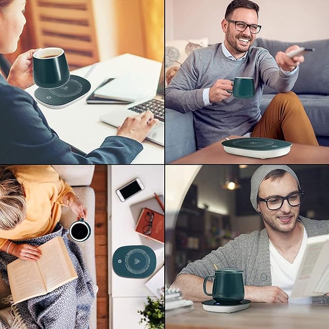 Lumexa  Coffee Mug Warmer Electric Heater Smart Cup with Auto Shut Off Coffee Tea Milk Cocoa Gift Set Temperature Control