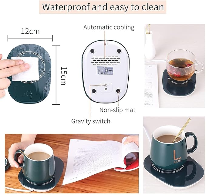 Lumexa  Coffee Mug Warmer Electric Heater Smart Cup with Auto Shut Off Coffee Tea Milk Cocoa Gift Set Temperature Control