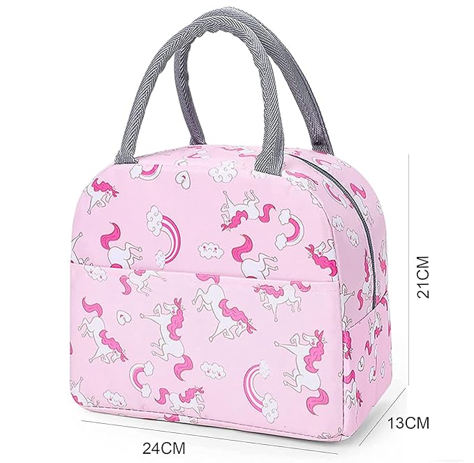Insulated Lunch Bags Small for Women Work, Student Kids to School, Thermal Cooler Tote Bag Picnic Organizer Storage Lunch Box Portable (Flamingo, Pink)