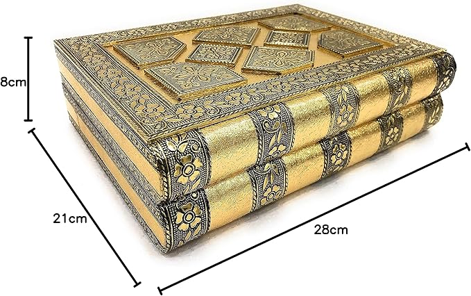 Meenakari Handmade Work Oxidized Jewellery Box Foldable Wooden Vanity Case for Earrings, Bangles with Mirror for Women (Gold), Wood, Gold