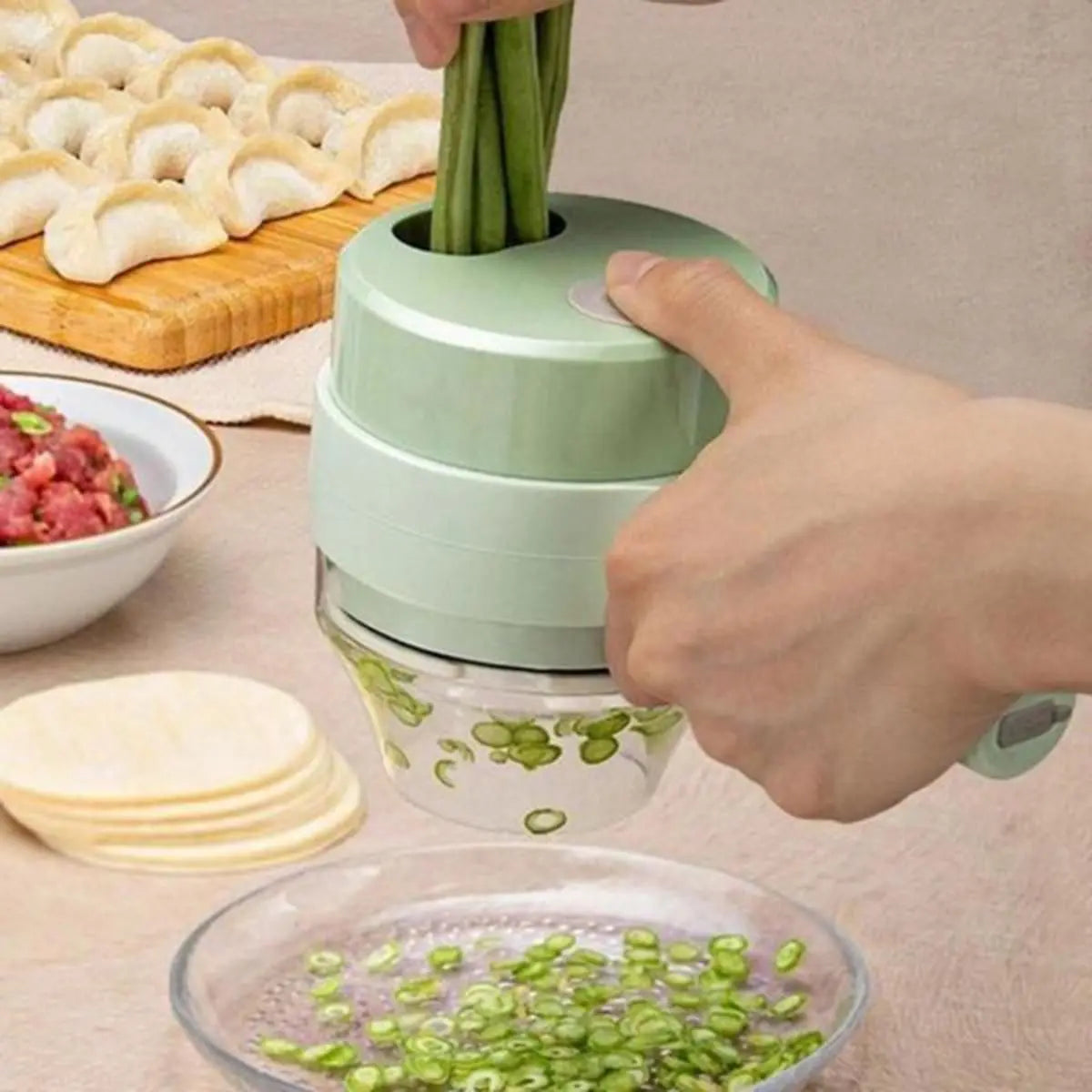 4-in-1 Handheld Electric Vegetable Cutter Set – Portable &amp; Wireless