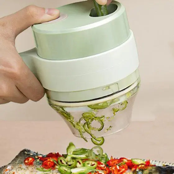 4-in-1 Handheld Electric Vegetable Cutter Set – Portable &amp; Wireless
