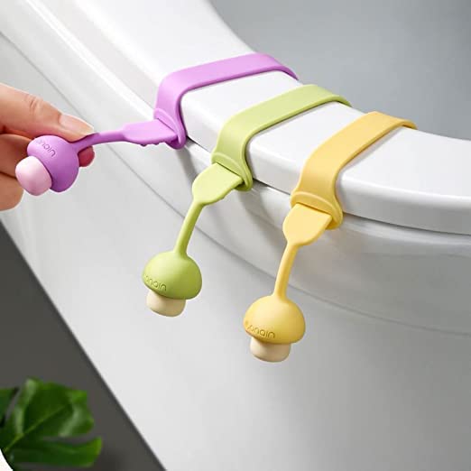 Silicone Toilet Seat Lifter (4 pcs,6 pcs,8 pcs) – Self-Adhesive ABS Handle Clip with 3M Tape, Hygienic Toilet Seat Holder (Multicolor)