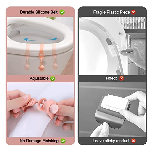 Silicone Toilet Seat Lifter (4 pcs,6 pcs,8 pcs) – Self-Adhesive ABS Handle Clip with 3M Tape, Hygienic Toilet Seat Holder (Multicolor)