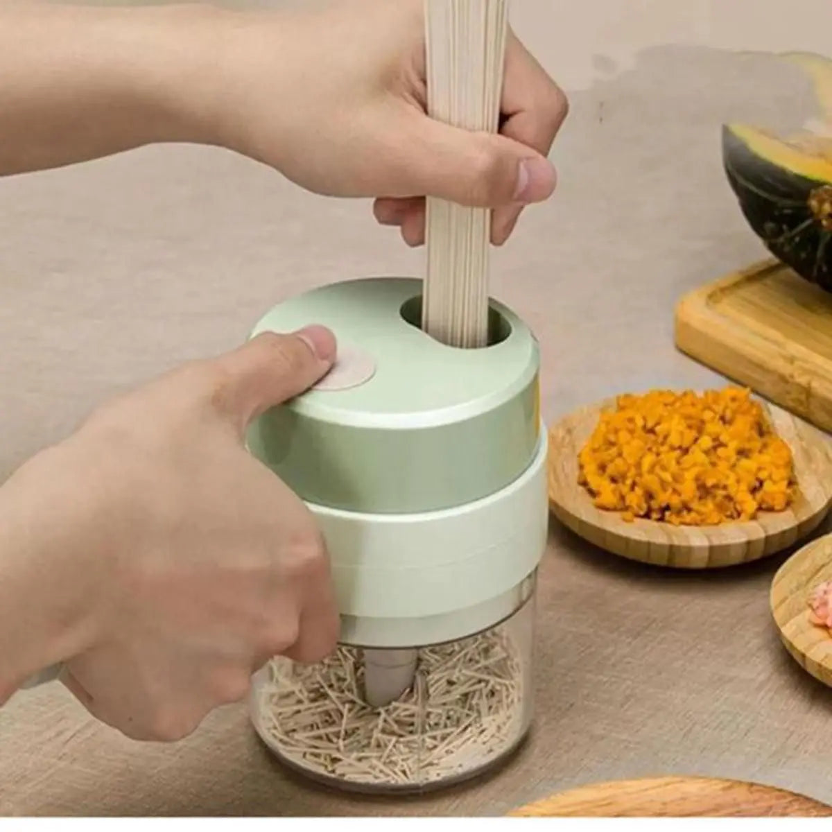 4-in-1 Handheld Electric Vegetable Cutter Set – Portable &amp; Wireless