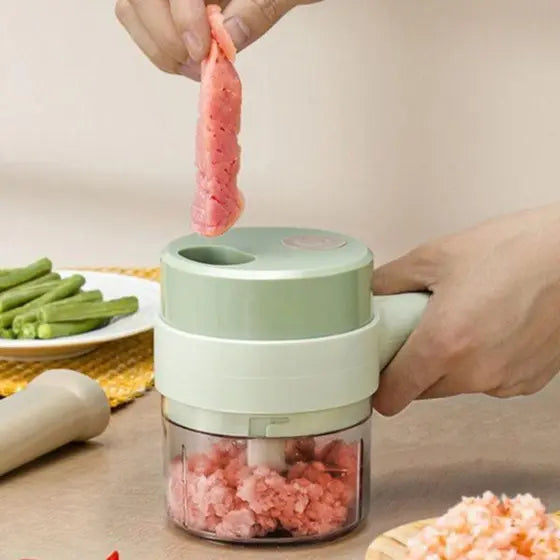 4-in-1 Handheld Electric Vegetable Cutter Set – Portable &amp; Wireless